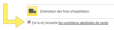 Merci de cocher la case d'acceptation des conditions générales de vente