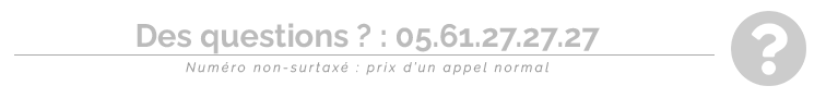 Besoin d'aide pour passer votre commande : 05.61.27.27.27 (Appel non-surtaxé), du Lundi au Vendredi : 9h~12h / 14h~17h